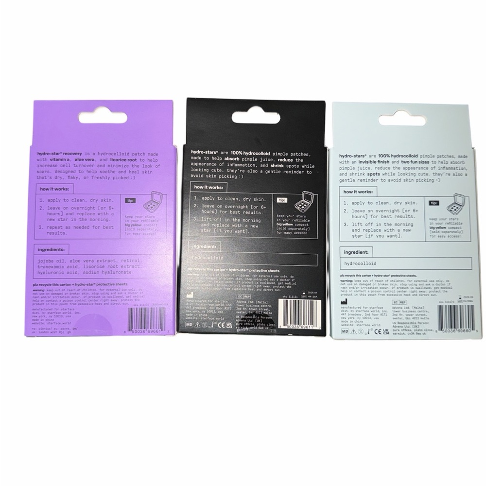Starface Hydro-Star Pimple Patches - Purple, Black, and Blue - Picture 2 of 2